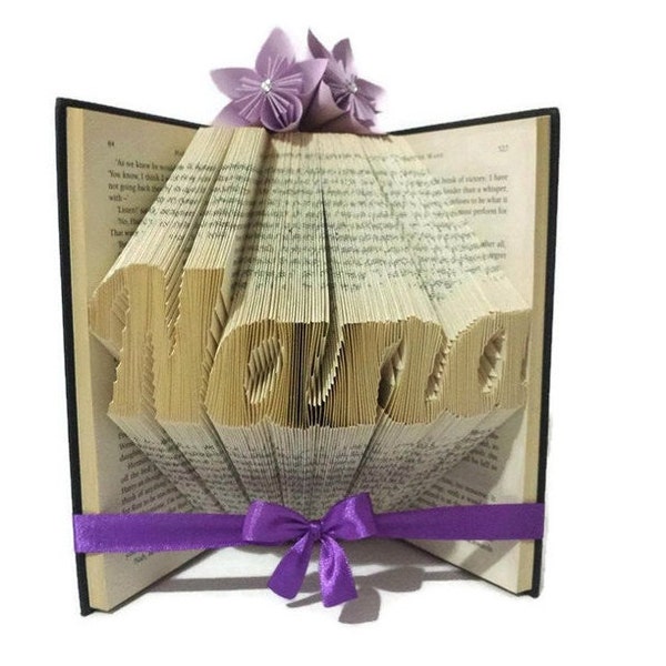 Nana book folding pattern. DIY Nana gift. Great for mother's day. Create your own book sculpture. Free tutorial