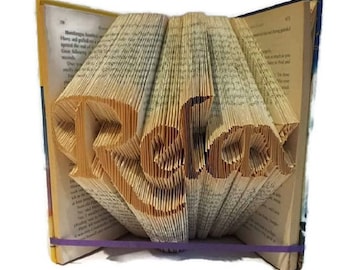 Relax Buch Faltmuster. DIY Geschenk. Handgemachtes Zen Geschenk. Schaffen Sie Ihre eigene Buchskulptur. Kostenlose Anleitung. Sofort PDF Download