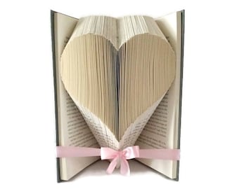 Heart book folding pattern,  Love heart for Valentines day, Easy 158 fold pattern, Free book folding tutorial. PDF instant digital download