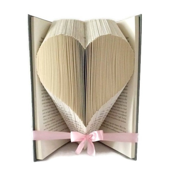 Heart book folding pattern,  Love heart for Valentines day, Easy 158 fold pattern, Free book folding tutorial. PDF instant digital download