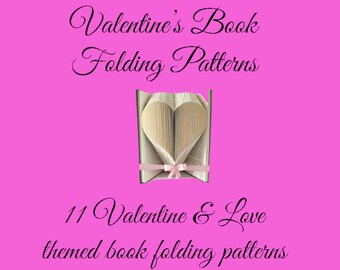 Valentine's book folding patterns set of 11 patterns. DIY Valentine's gift. Love book art. Create your own book sculptures. Free tutorial