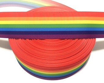 Rainbow Ribbon, Colorful Ribbon, Rainbow Grosgrain Ribbon, Printed Ribbon