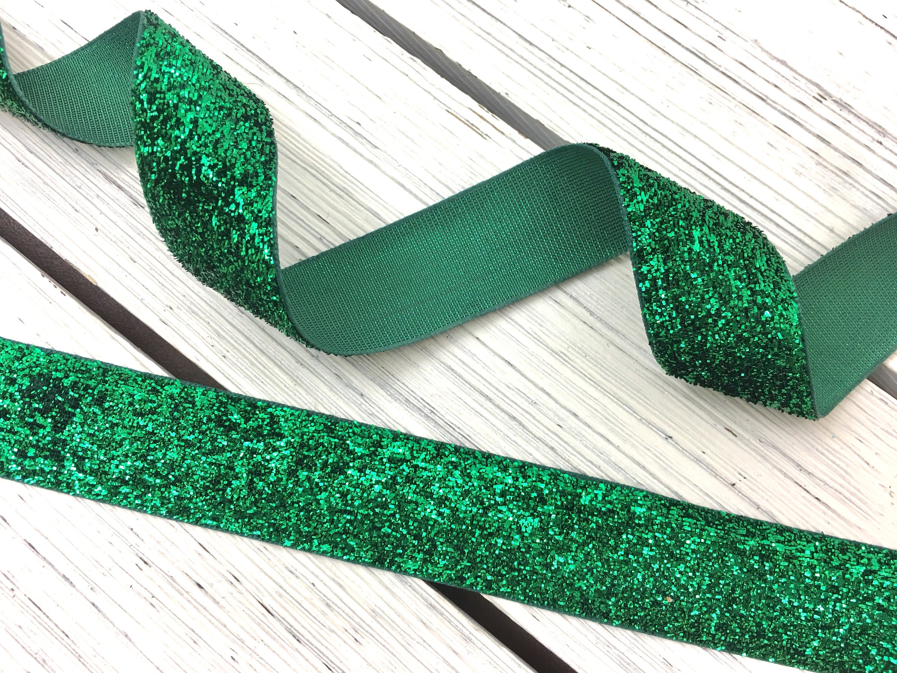 7/8 Emerald Green Glitter Velvet Ribbon Non elastic Non Etsy