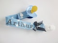 Baby boy pacifier holder, baby boy pacifier clip, baby personalized gift product logo