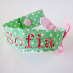 Baby girl pacifier holder, baby girl pacifier clip personalized name image 5