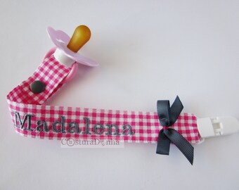 Baby girl pacifier holder, baby girl pacifier clip - personalized name