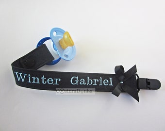 Baby boy pacifier holder, baby boy pacifier clip, baby personalized gift