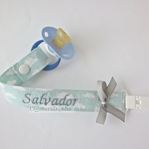 Baby boy pacifier holder, baby boy pacifier clip - personalized name