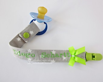 Baby boy pacifier holder, baby boy pacifier clip - personalized name