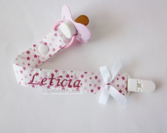 Baby girl pacifier holder, baby girl pacifier clip - personalized name