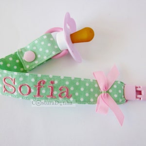 Baby girl pacifier holder, baby girl pacifier clip personalized name image 1