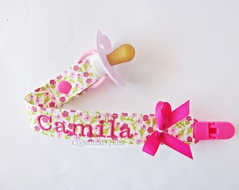 Baby girl pacifier holder, baby girl pacifier clip, pacifier clip personalized