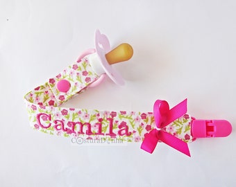 Baby girl pacifier holder, baby girl pacifier clip, pacifier clip personalized