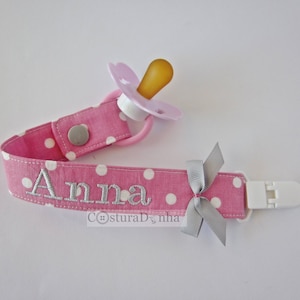 Baby girl pacifier holder, baby girl pacifier clip - personalized name