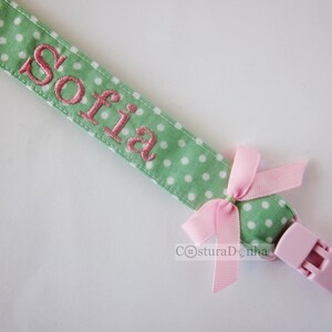 Baby girl pacifier holder, baby girl pacifier clip personalized name image 2