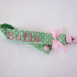 Baby girl pacifier holder, baby girl pacifier clip personalized name image 4