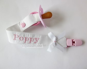 Baby girl pacifier holder, baby girl pacifier clip - personalized name