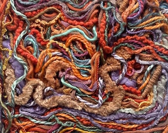 Fire- hand dyed 50 metres pack, contains cotton, silk and viscous textured threads!
