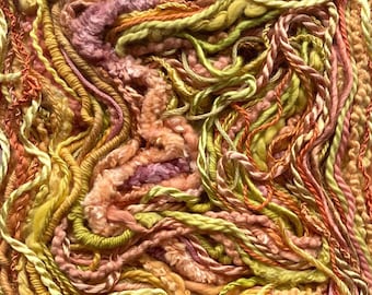 Mango- Hand dyed 50 metres pack, contains cotton, silk and viscose textured threads!