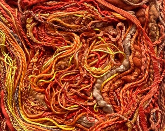 Racy Red- Hand dyed 50 metres pack, contains cotton, silk and viscose textured threads!