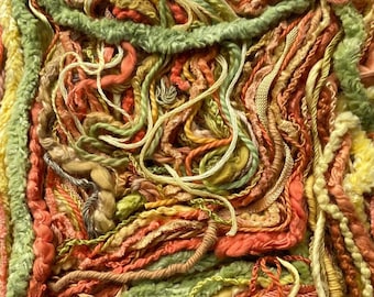 Autumn- Hand dyed 50 metre pack, contains cotton, silk and viscose textured threads!