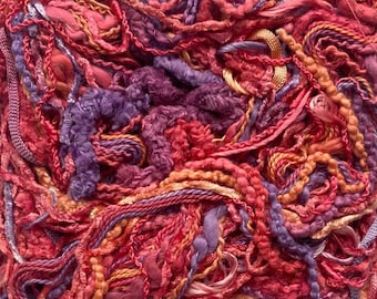 Flame- Hand dyed 50 metres pack, contains cotton, silk and viscose textured threads!