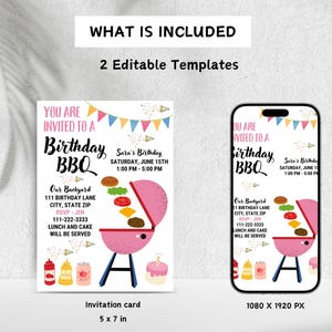 Invito per barbecue di compleanno modificabile / Invito per festa Canva / Modello per barbecue estivo / Download immediato stampabile - Festa per bambini - Festa per barbecue per adolescenti