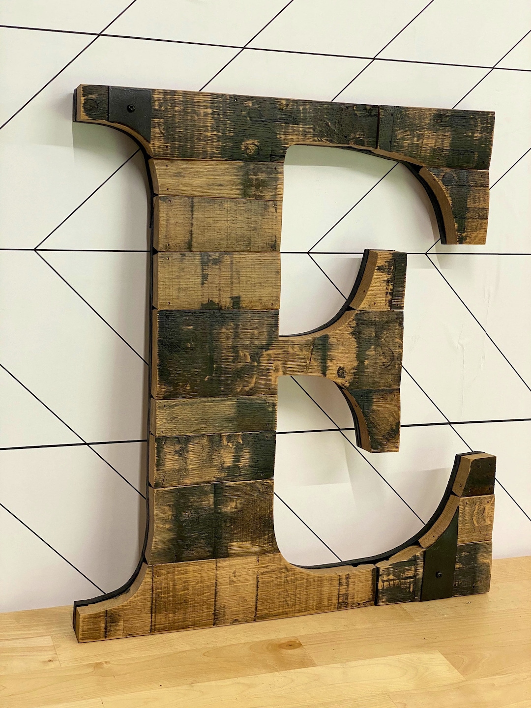 Wooden Letter E Made From Bourbon Barrels. Letter Signs. Alphabet Sign