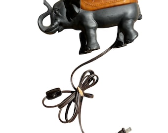 Amber glass tortoise shell table lamp elephant cheyenne vintage untested