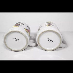 Mickey And Minnie Mouse Ceramic Mugs Set Of 2 White Disney VTG image 4