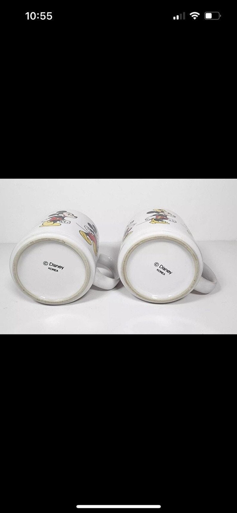 Mickey And Minnie Mouse Ceramic Mugs Set Of 2 White Disney VTG image 4