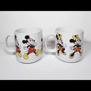 Mickey And Minnie Mouse Ceramic Mugs Set Of 2 White Disney VTG image 5