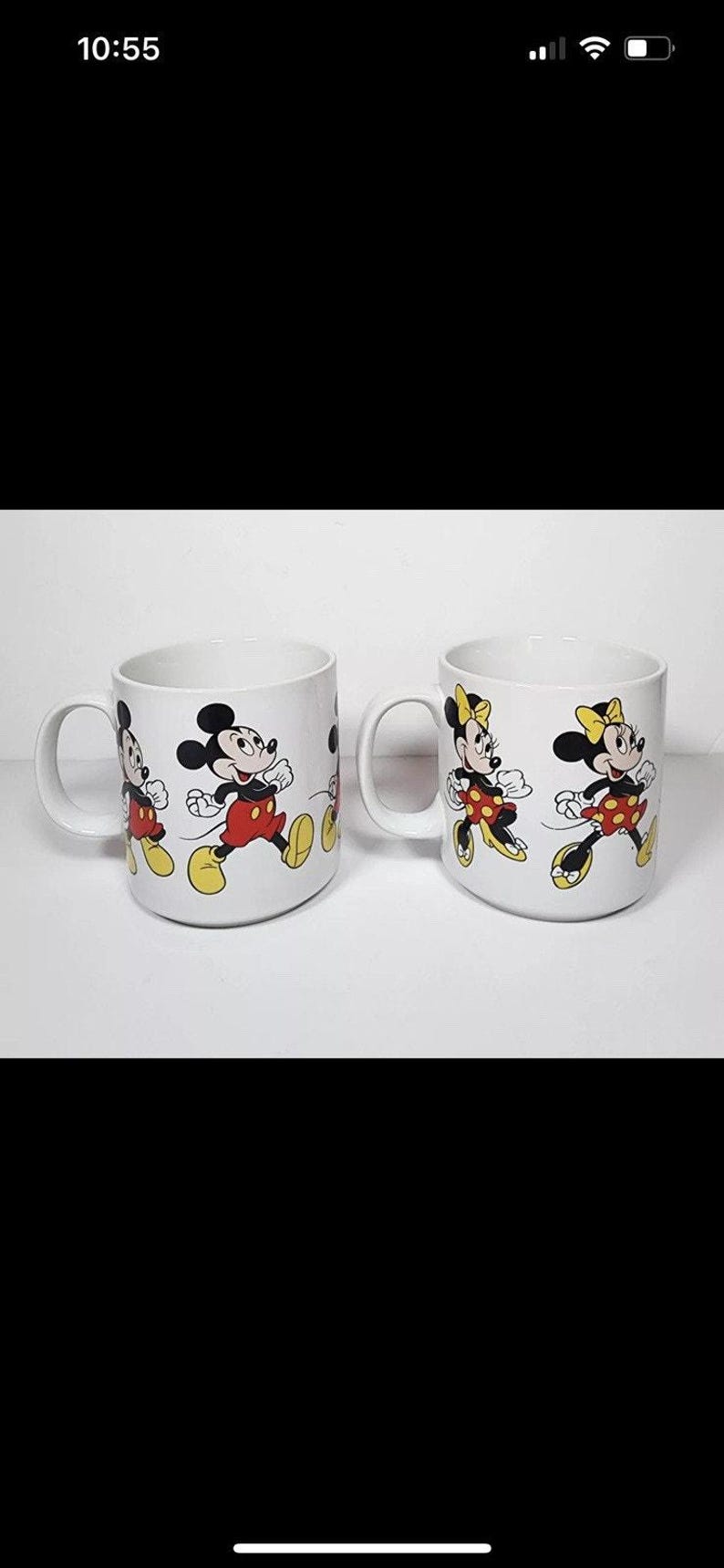Mickey And Minnie Mouse Ceramic Mugs Set Of 2 White Disney VTG image 5