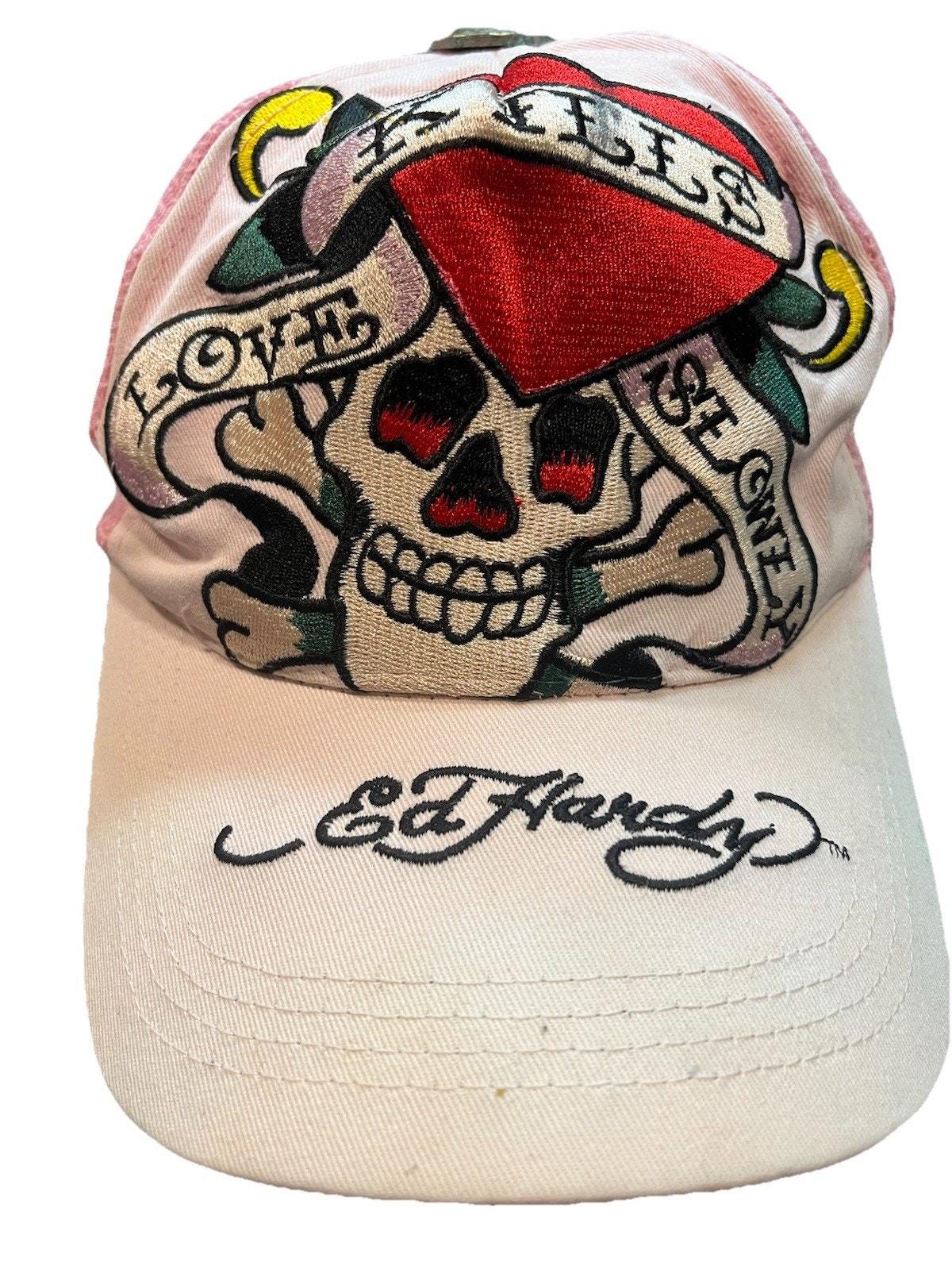 RARE Ed Hardy Snapback Trucker Hat Rhinestones Skull Love Kills Slowly Green y2k Ed Hardy Green Hats for Men for sale | eBay main image 2