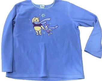 Disney Pooh und Piglet Damen Langarm Fleece Gr. XL Lila Vintage