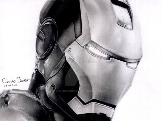 Drawing Of Iron Man Fine Art Reproduction Etsy