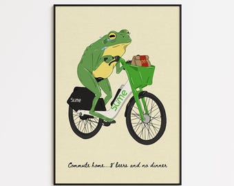 Rana en una bicicleta de lima - Bicicleta de limo - Impresión de Toad London (sin marco)