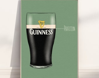 Perfect Guinness - A4 & A3 Print sizes - Wall Art - Ireland - Guinness challenge - Split the G - Colour Variations Available