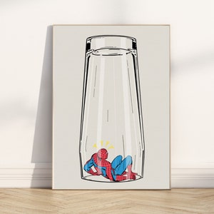 Spiderman under glass (pint edition) Wall Art Print - A4 & A3 Print sizes