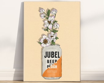 Bold Jubel and Flowers Print - Beer Lovers Art - Painting Illustration