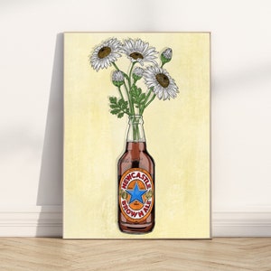 Newcastle Brown Ale & Flowers - Giclee Print Art Painting - Geordie Beer - A4 and A3 Print sizes