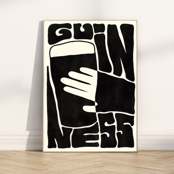 Bauhaus Guinness Druck - A4, A3 & A2 Druckgrößen - Wandkunst - Irland - Funky Groovy Formen