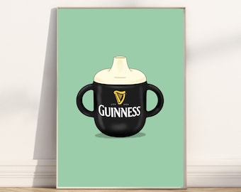 Baby Guinness - Tailles d'impression A4 et A3 - Art mural - Irlande - Défi Guinness - Variations de couleurs disponibles