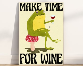 Impresión de Rana con Vino: Arte mural divertido y moderno - Póster de Rana (sin marco)