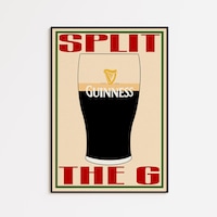 Retro Guinness Art Print: Irish Bar Decor, Split the G (unframed) - Etsy