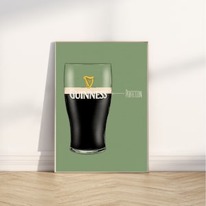 Guinness perfecta - Impresión en tamaños A4 y A3 - Arte mural - Irlanda - Desafío Guinness - Divide la G - Variaciones de color disponibles