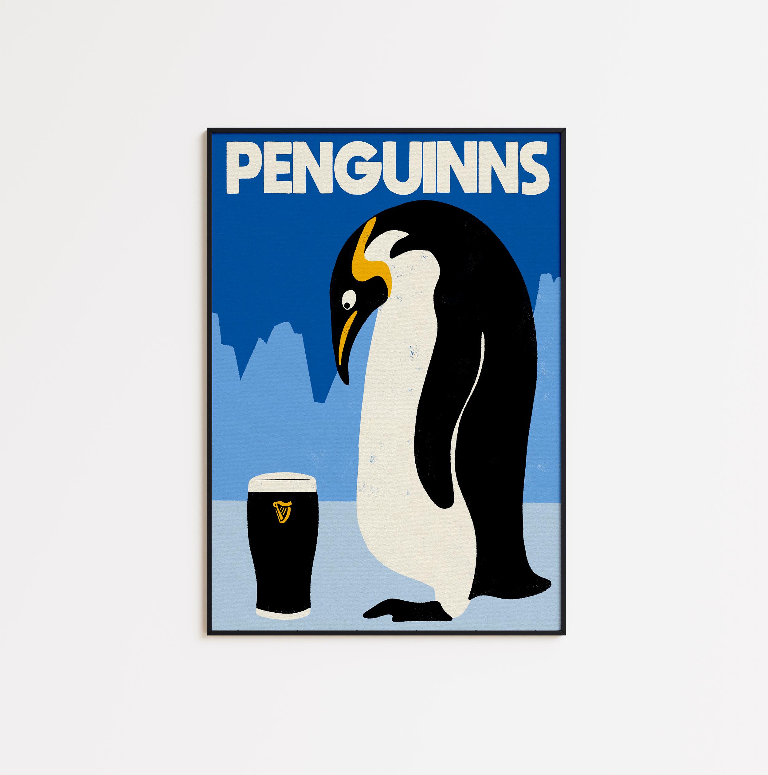 Penguin Guinness Wall Art - Bold, Funky and Vibrant Poster - Fun
