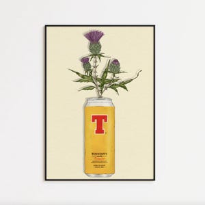 Tennents Lager & Thistle Flowers Art Print: Scottish Novelty Gift (unframed)