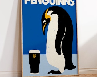 Penguin Guinness Wall Art - Bold, Funky and Vibrant Poster - Fun