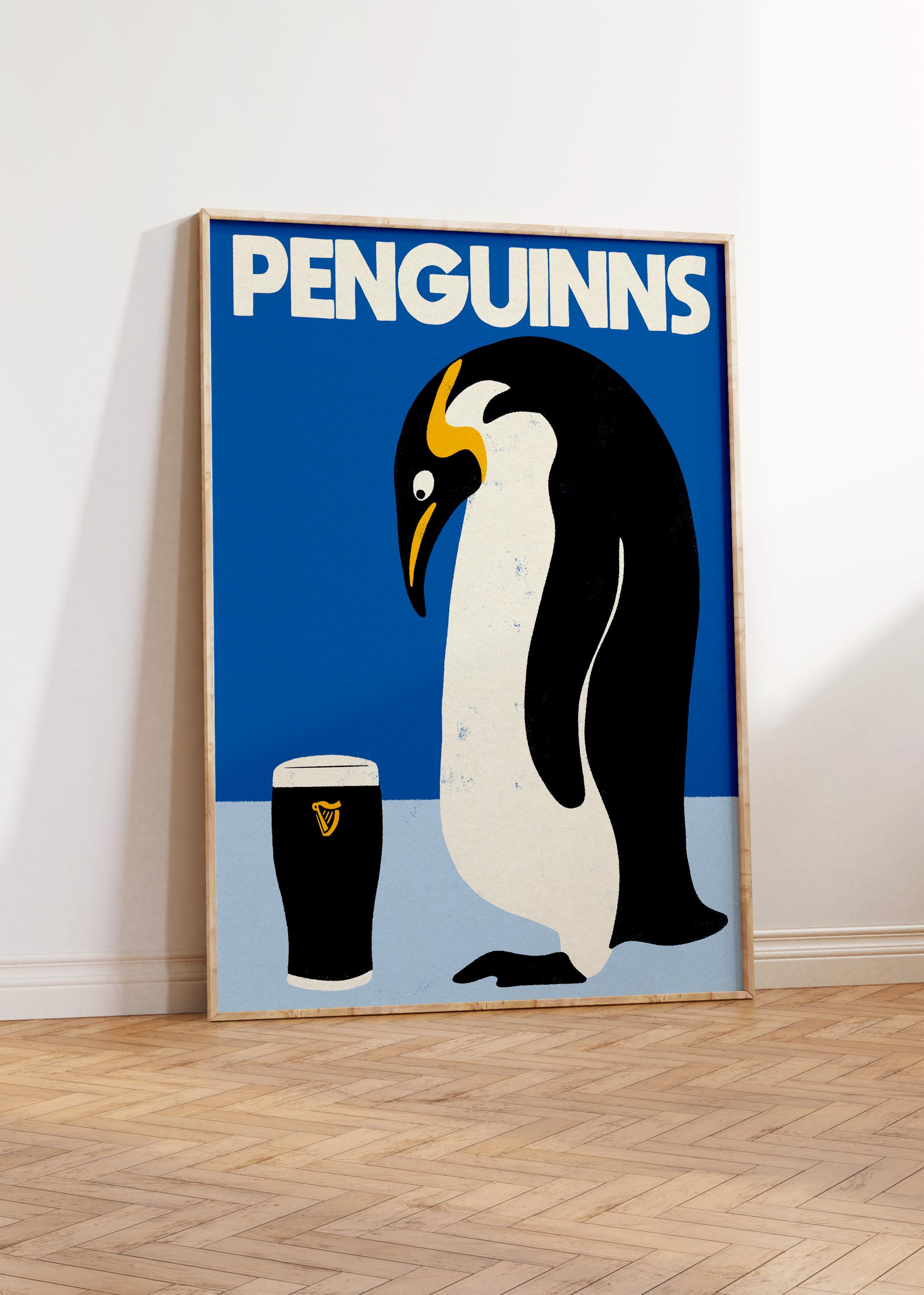 Penguin Guinness Wall Art - Bold, Funky and Vibrant Poster - Fun